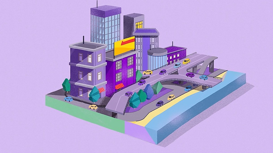 Animation of a city in the US