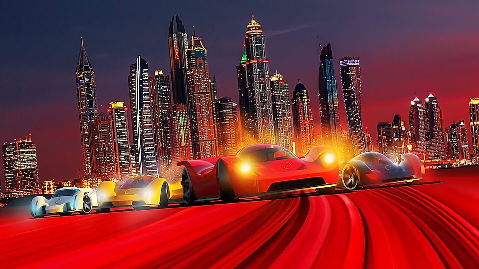 The saltwater supercars situated in a city