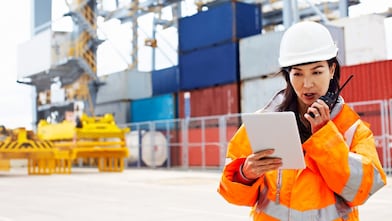 Worker working in a dock yard