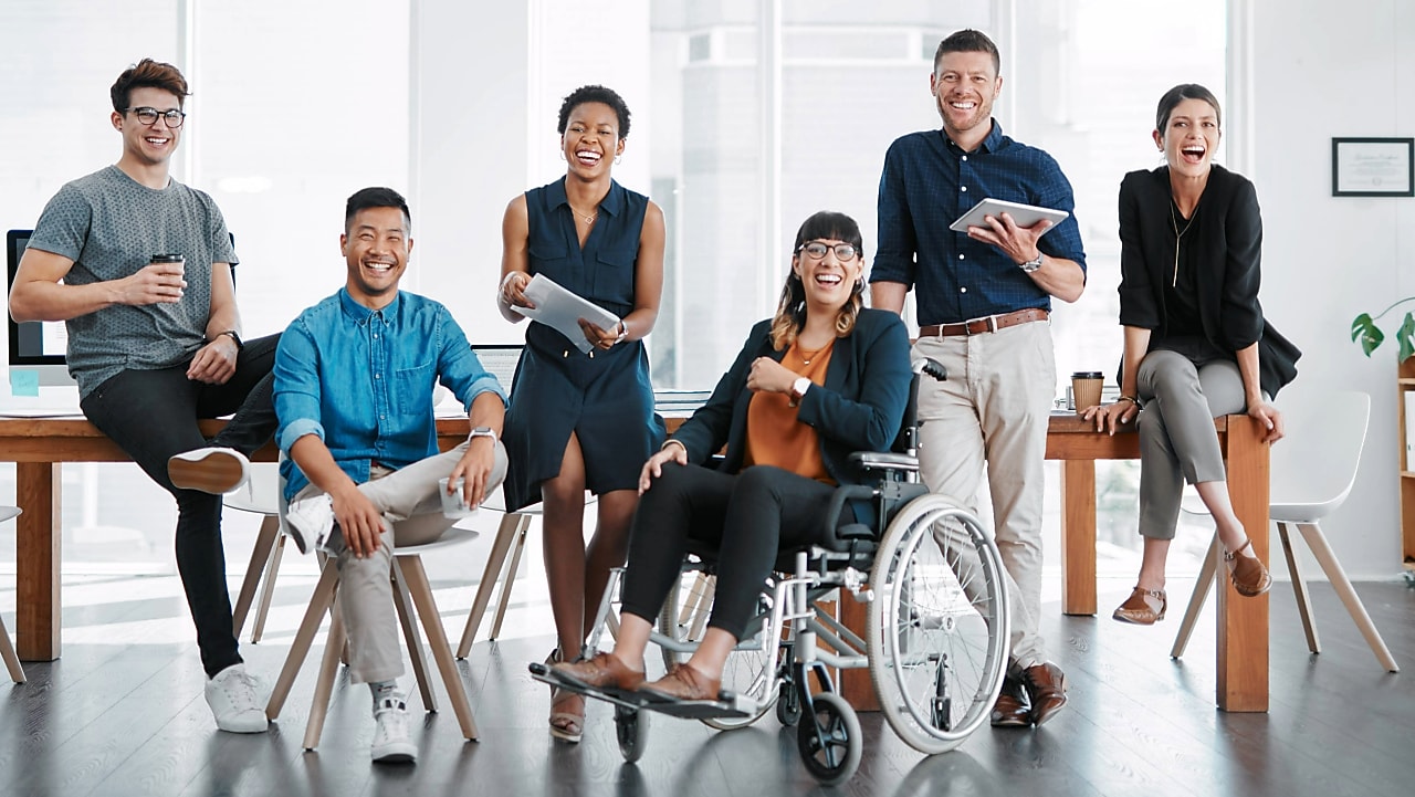 A group of people smiling