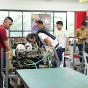 Participants learn about truck repair and maintenance in one of the challenge rooms at Shell Rimula’s Garahe ng Galing event.