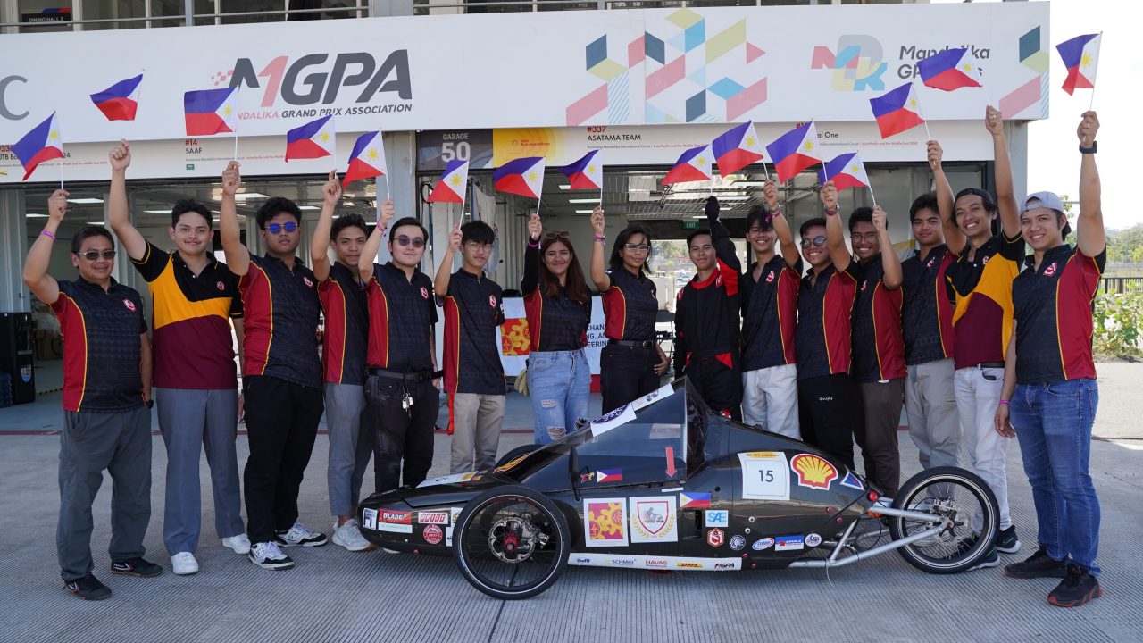 The Cardinals from Mapua University proudly pose with their energy-efficient vehicle at the Shell Eco-marathon Asia-Pacific and the Middle East 2024, showcasing their STEM excellence and commitment to addressing future energy challenges and promoting smarter, more sustainable mobility.