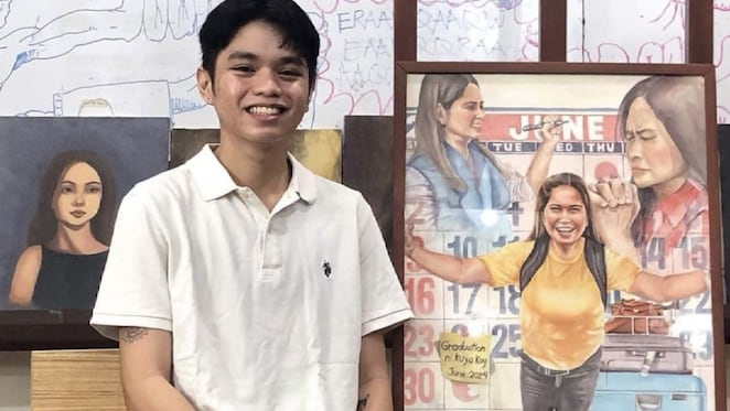 56ᵗʰ Shell NSAC 2nd Place in Watercolor Category, Edward Russel Romero with his artwork "Nak, Uuwi Na Si Mama”.