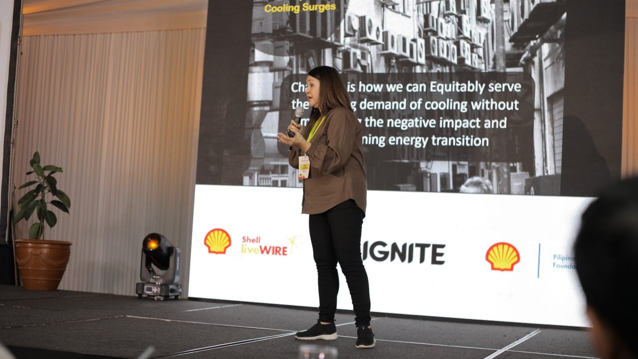 Pioneering Sustainable Building Solutions: Ms. Eva Lisa Adoremos from GAIA Builders and Trading Corporation shares her innovative passive cooling building technology at Shell LiveWIRE 2024, aimed at reducing energy consumption and promoting eco-friendly construction practices.