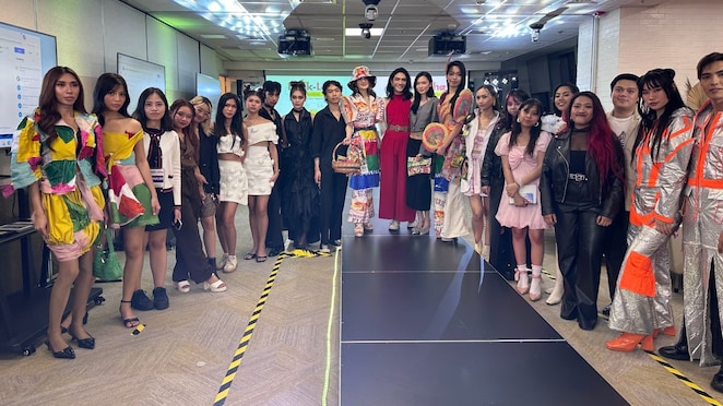 Models showcase upcycled designs from the Balik Likha campaign