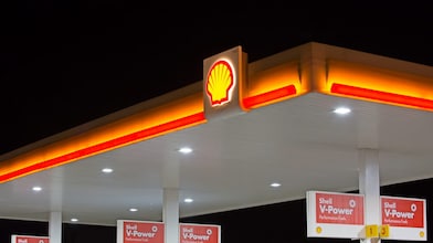 Shell forecourt pecten night