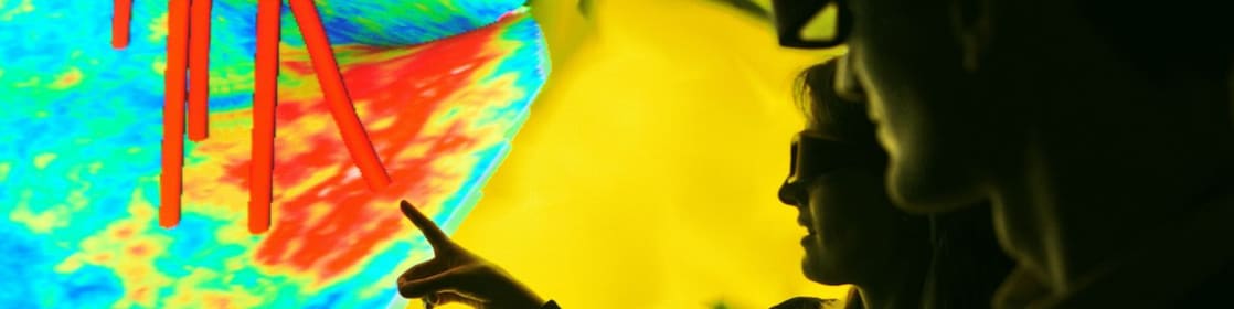 Seismic image displaying well trajectories showing how different sources of subsurface data can be integrated