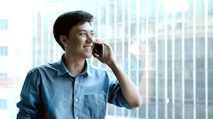 A man is talking on call