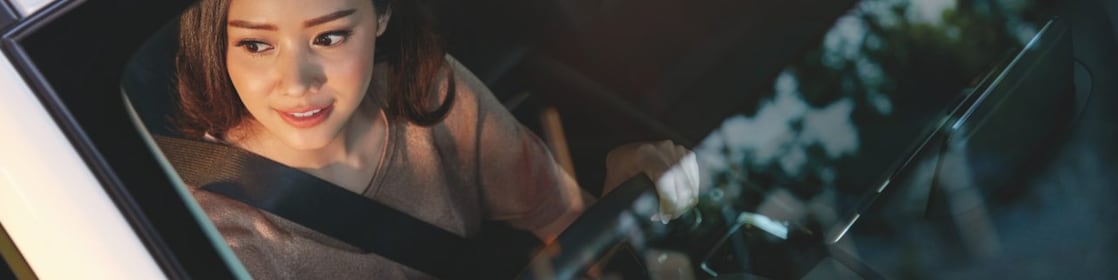 lady in a vehicle