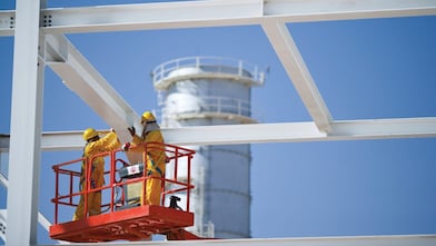 Engineers on crane maintenance work