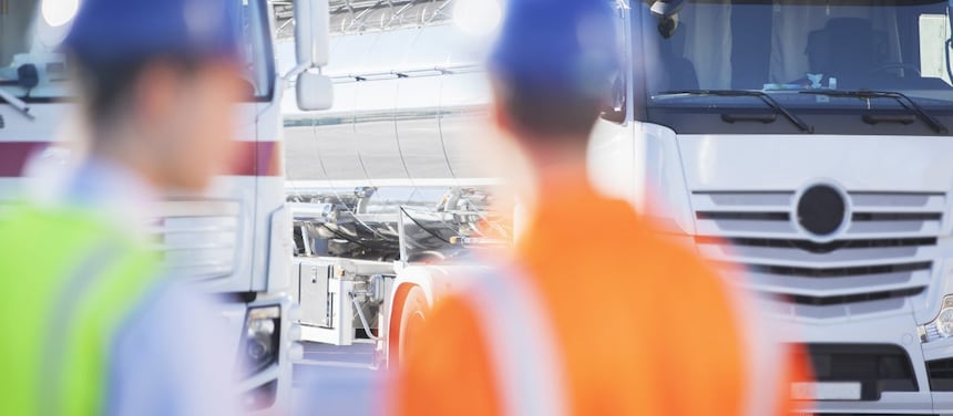 Truck driving on highway