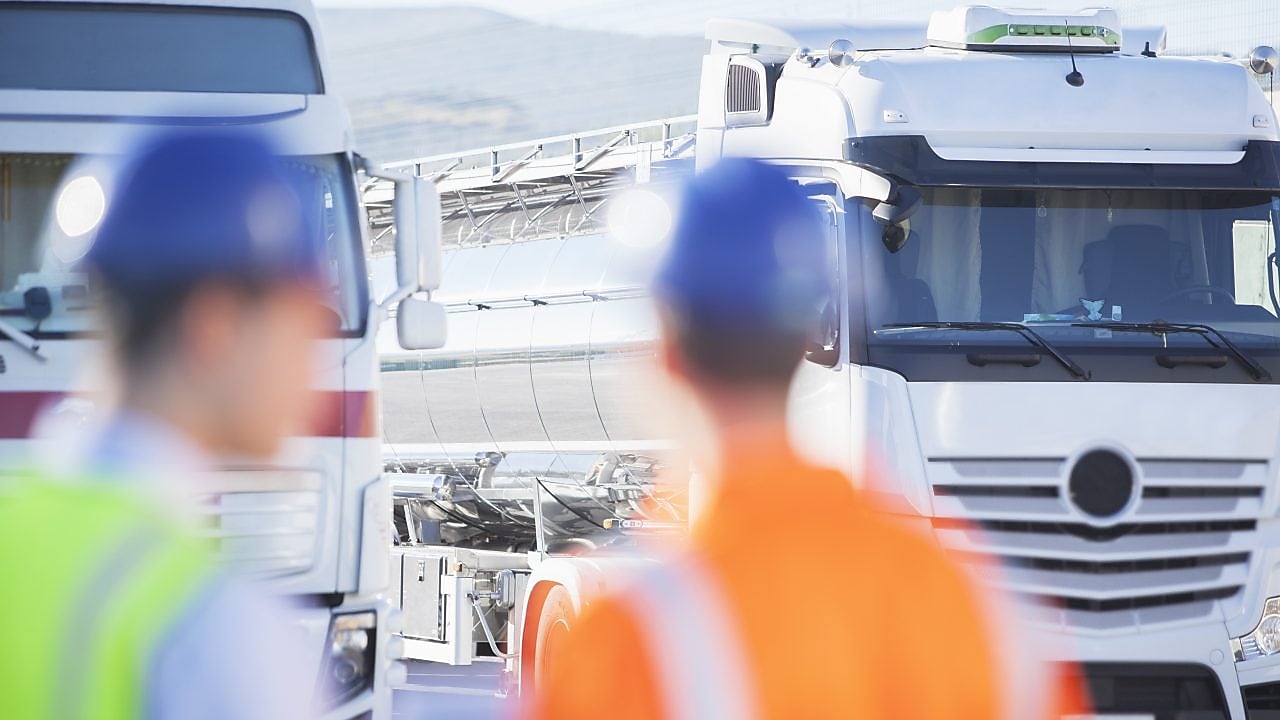 Truck driving on highway