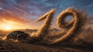 AI generated desert dust shaped into the number 19