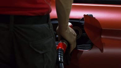 Fuelling up red car