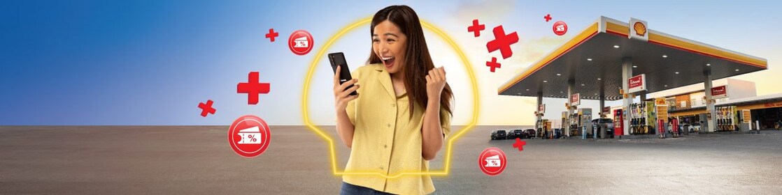 looking at phone with discount icons and pecten