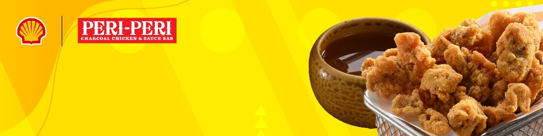 Pecten and Peri-Peri logos on the upper left corner with a photo of Peri-Peri Chicken Skin and Dip on the right side corner of the layout